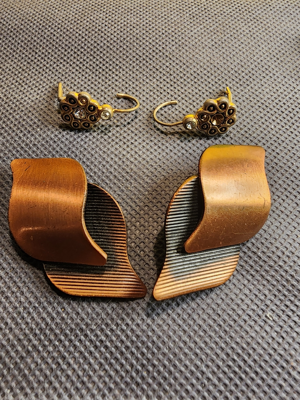 Bundle Of 2 - Gold-Tone Leaf Statement Earrings and Floral Drop Set
